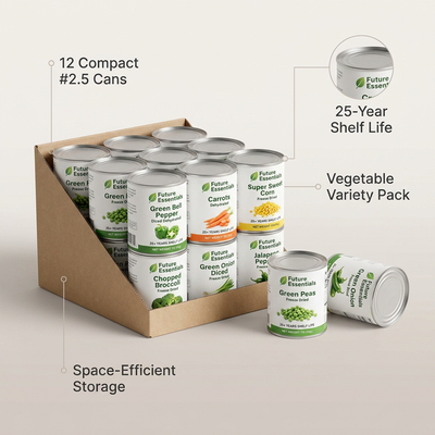 Freeze Dried Long Shelf Storage Emergency Food Vegetable Variety - 12 Cans