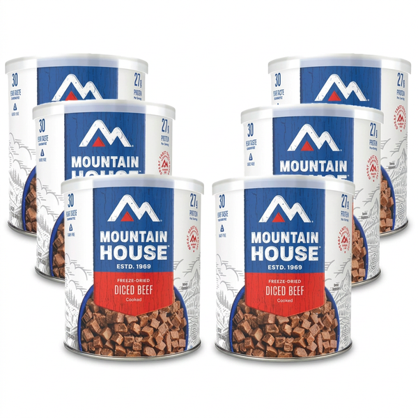 Diced Beef #10 Can – 6-Pack | Freeze-Dried Camping & Backpacking Food | Gluten-Free, High-Protein Survival & Emergency Meal | Fully Cooked | 30-Year Shelf Life | Made in USA